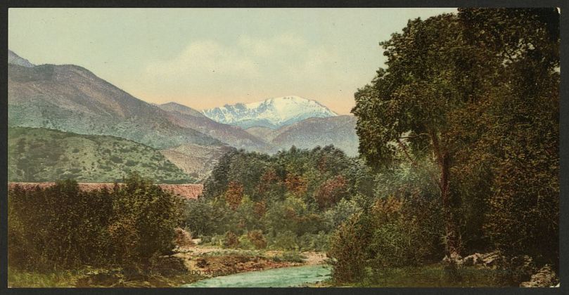 Pike's Peak, (Library of Congress, Public domain, via Wikimedia Commons)