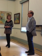 Weisgard's daughter, Abby, with Leonard Marcus